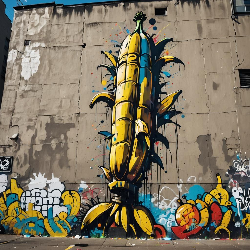 Banana Graffiti Art Inspired by Basquiat