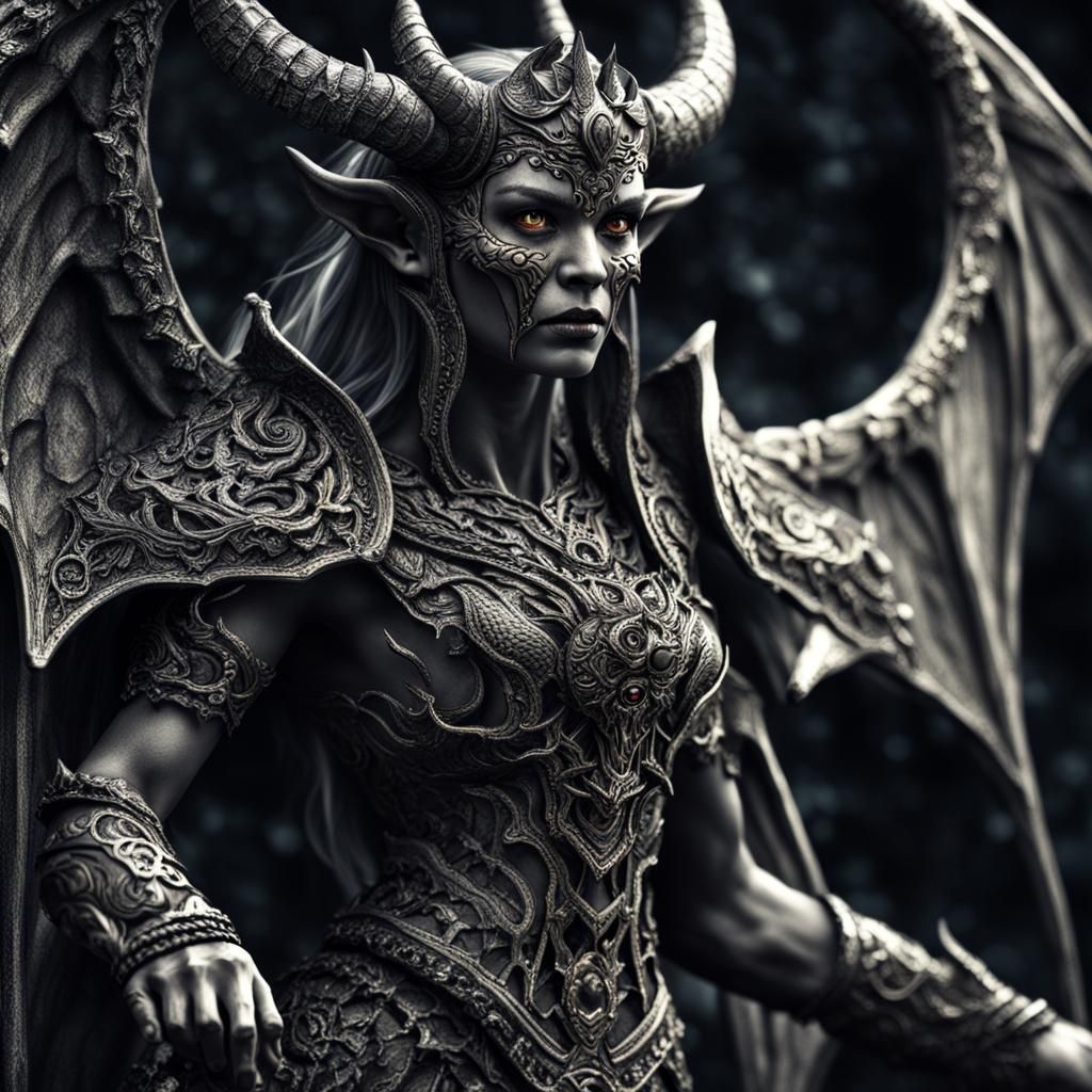 Beautiful Demoness in Hyperrealistic Cinematic Style