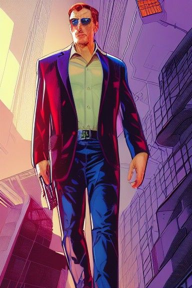 Secret Agent Portrait in Comic Book Art Style