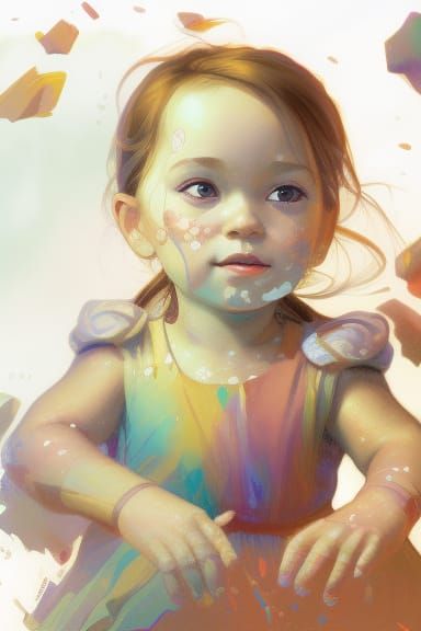 Detailed Portrait of Toddler Girl in Digital Art Style