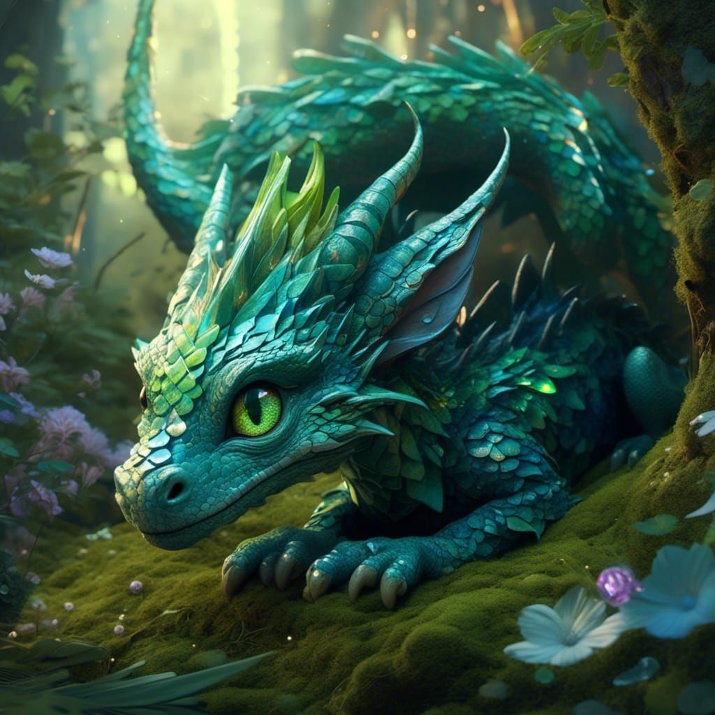 Adorable Baby Dragon in Cosmic Style