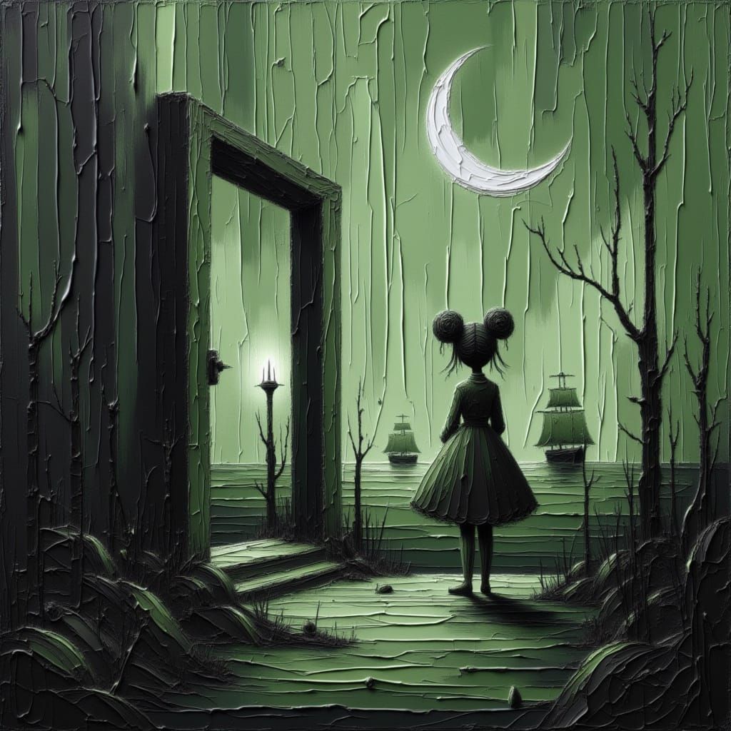 Eerie Traveler Knocks on Ancient Door as Digital Oil Paintin...