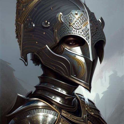 Female Knight Portrait in Ebony Armor