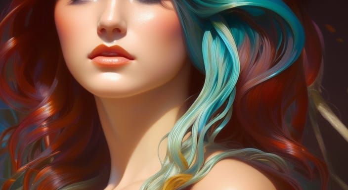 Mermaid Portrait in Dynamic Lighting, Hyperdetailed Art