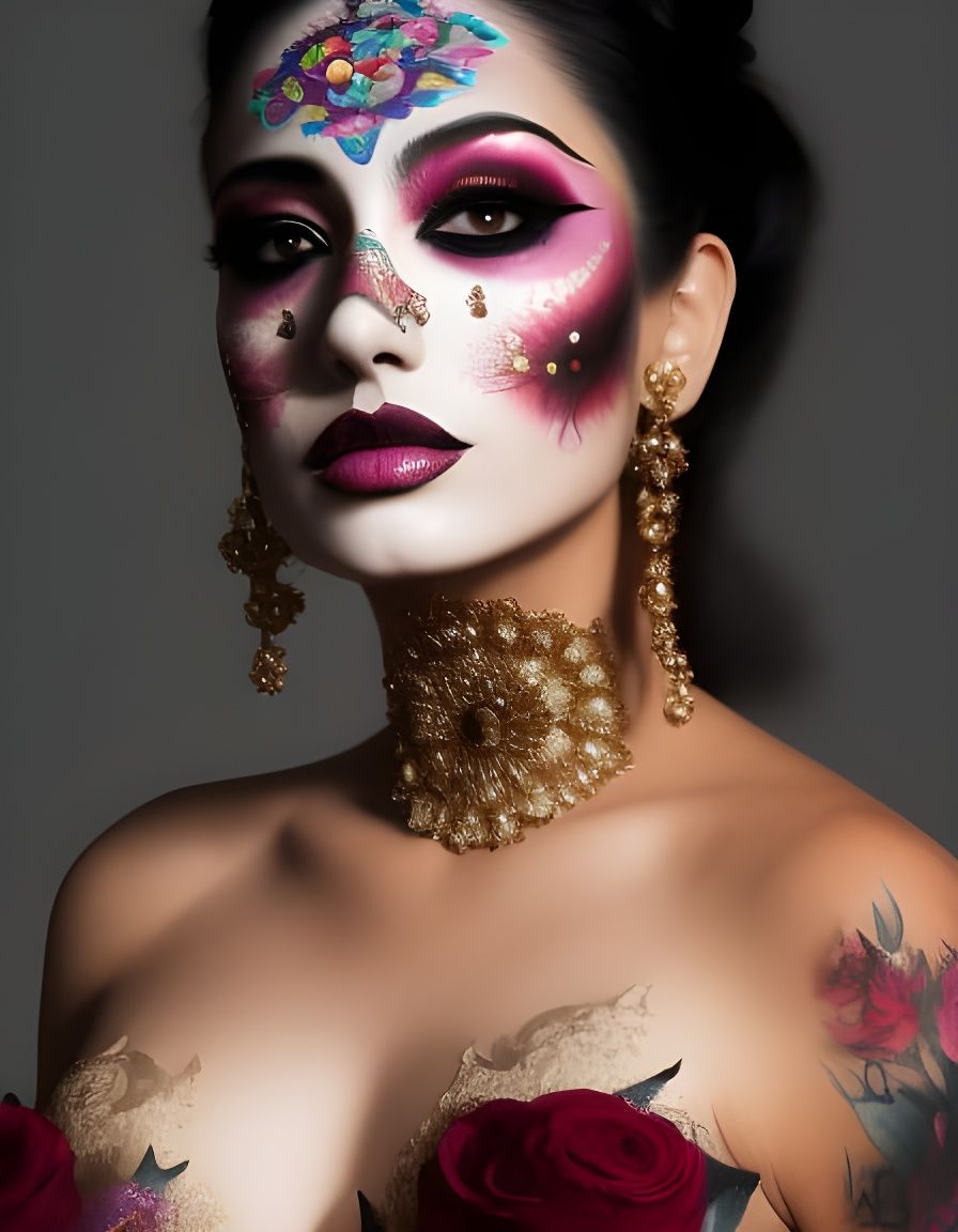 Calavera Flamenco Dancer with Sugar Skull Face Paint