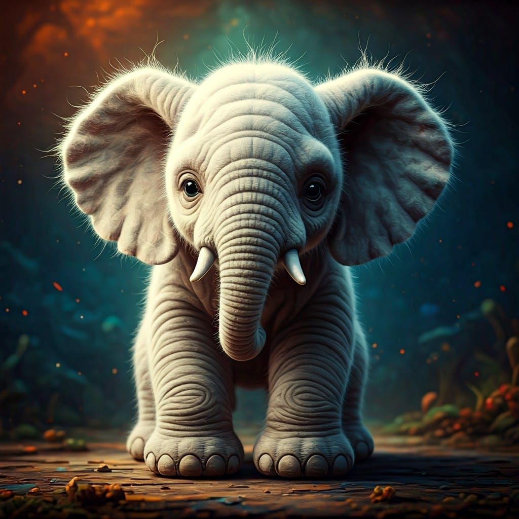 Woolly Baby Elephant: Fantasy Concept Art