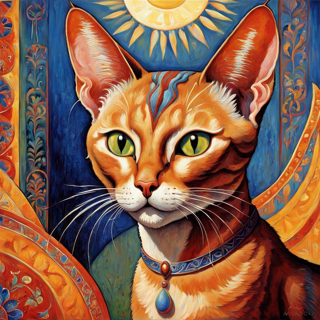 Oriental Cat Portrait in Expressive Art Style