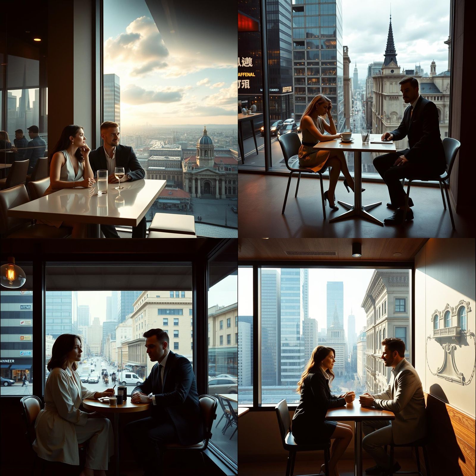 Modern Coffee Shop with Cityscape View