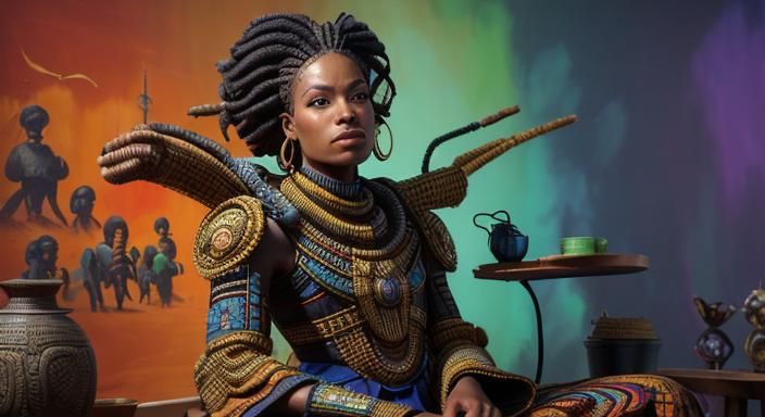 Hyperrealistic 3D Artist with Gnawa Musician References