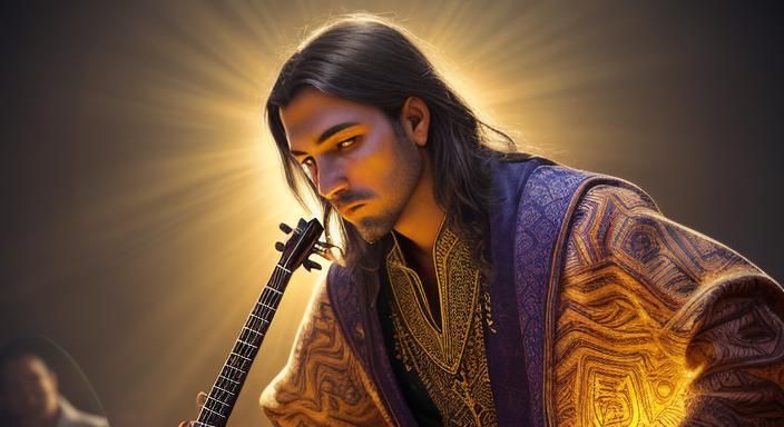 Intense Musician in Hypnotic Moroccan Scene