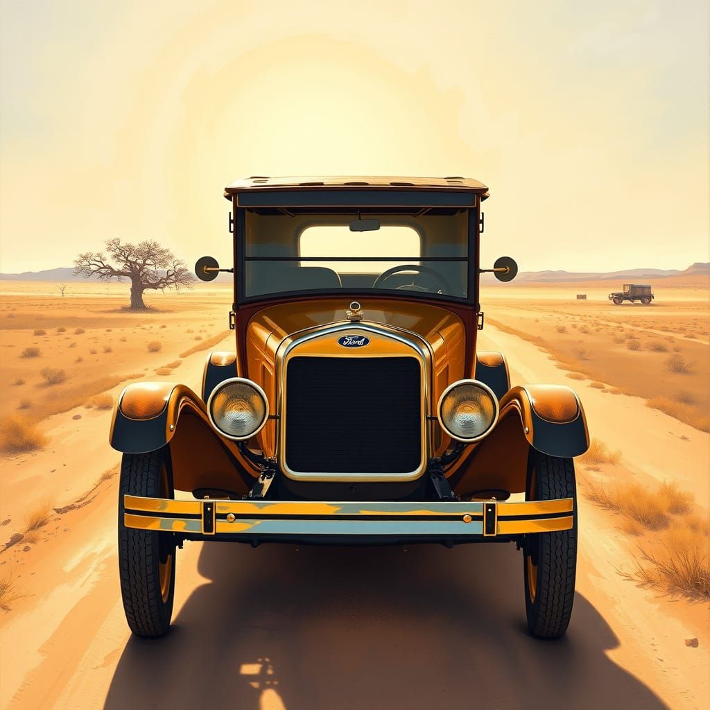 Vintage Model T Ford on Rustic Plains