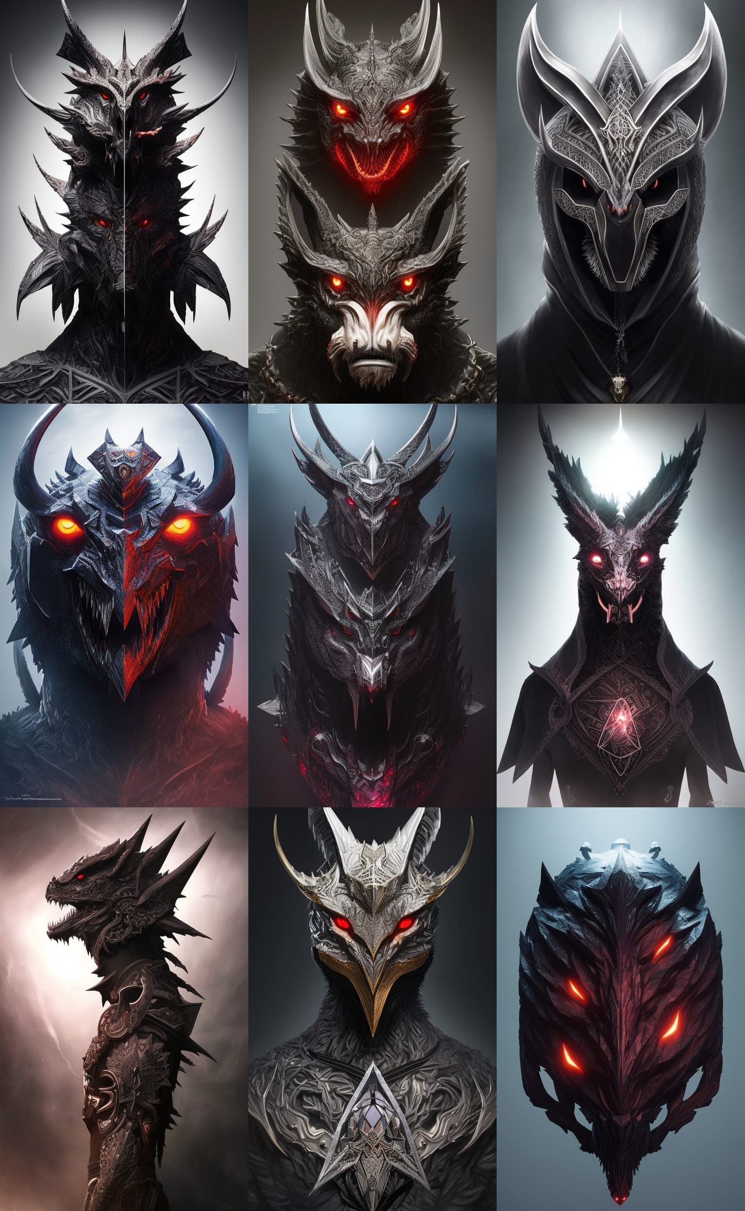 Triangle Brain Pig Demon Portrait, Digital Art