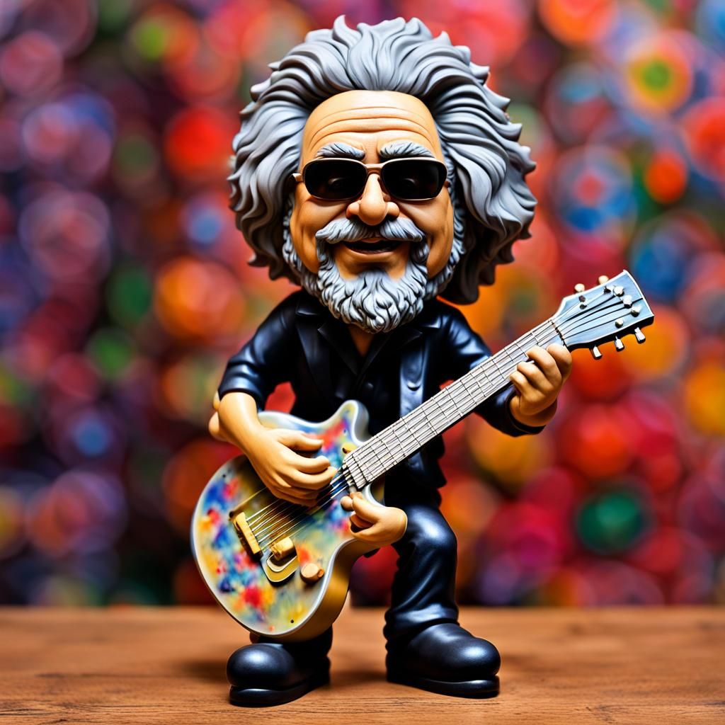 Bobblehead figurine of Jerry Garcia playing guitar