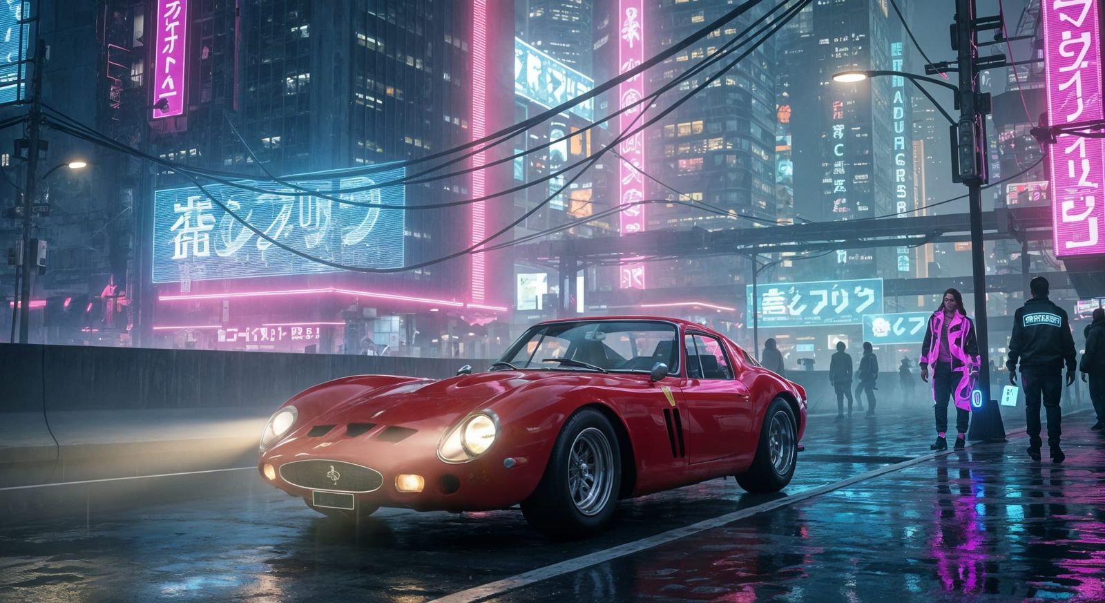 Cyberpunk Ferrari 250 GTO LM in Neon City