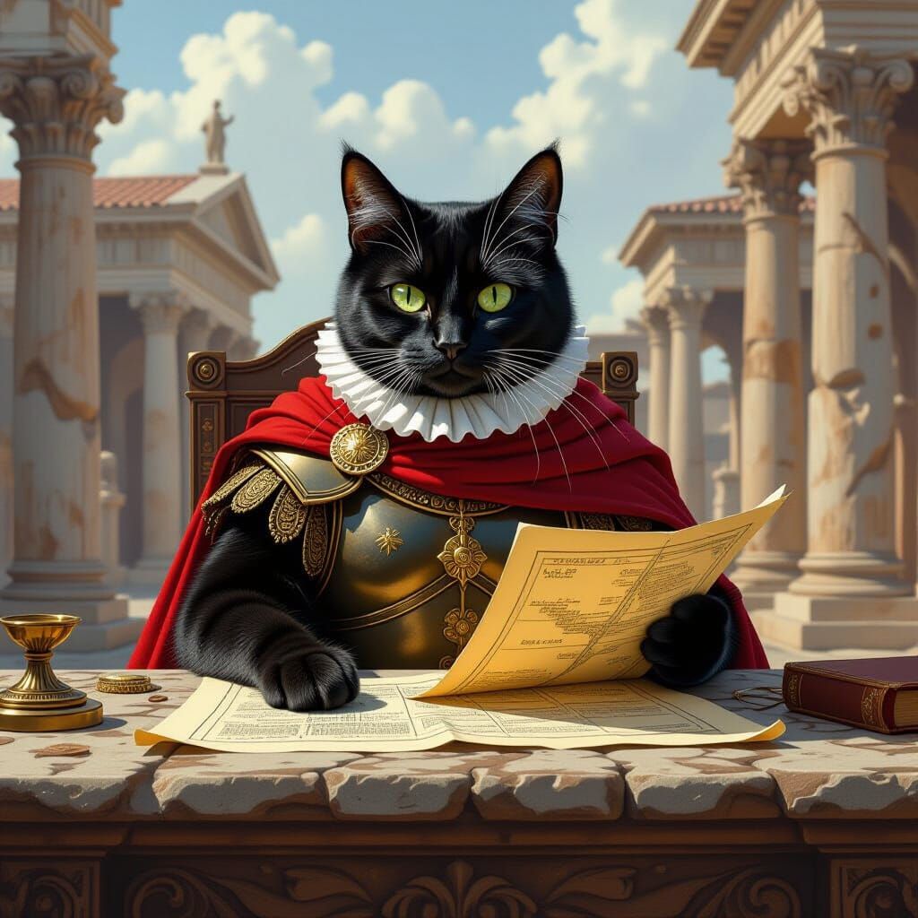 Cat General in Roman Times, Digital Painting