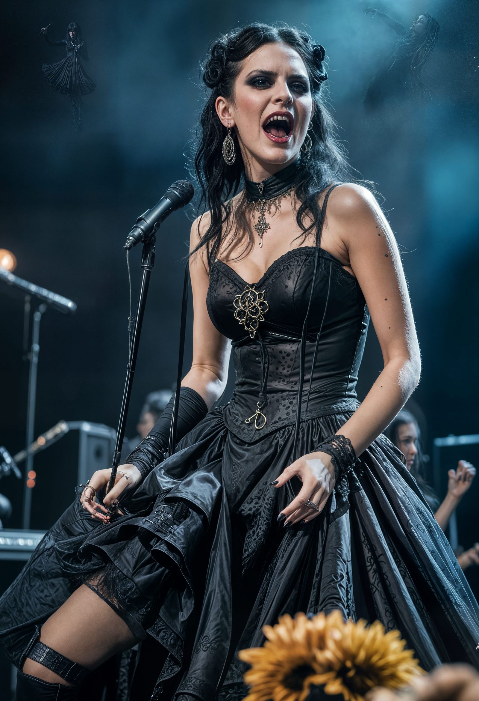 Goth Singer Performing in Concert
