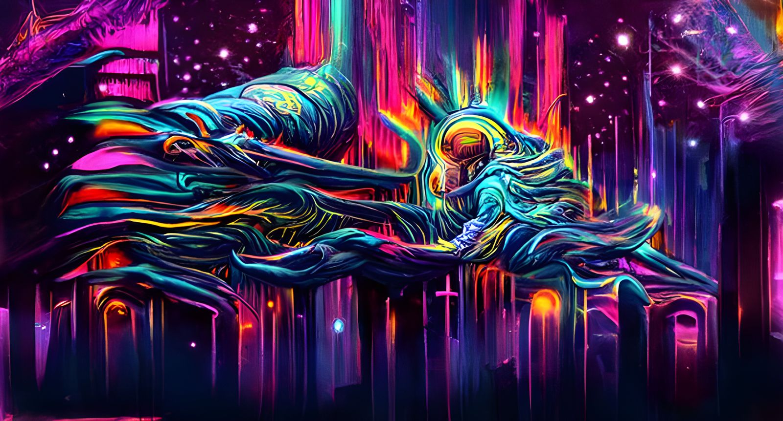 Celestial Inscape Illustration in Cel-Shaded Style