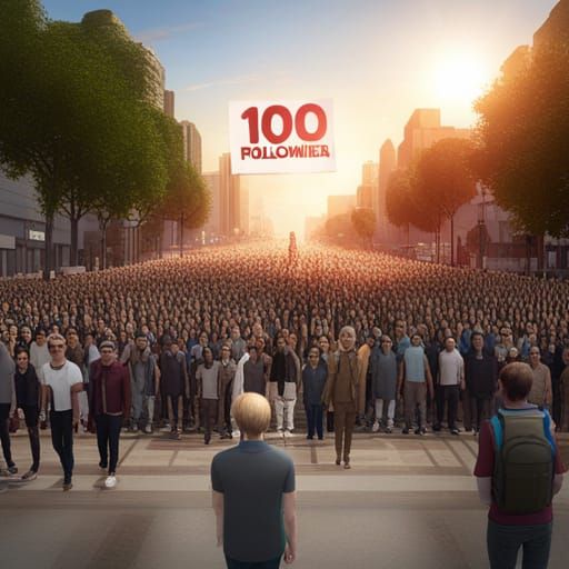 Line of People Celebrating 100 Followers