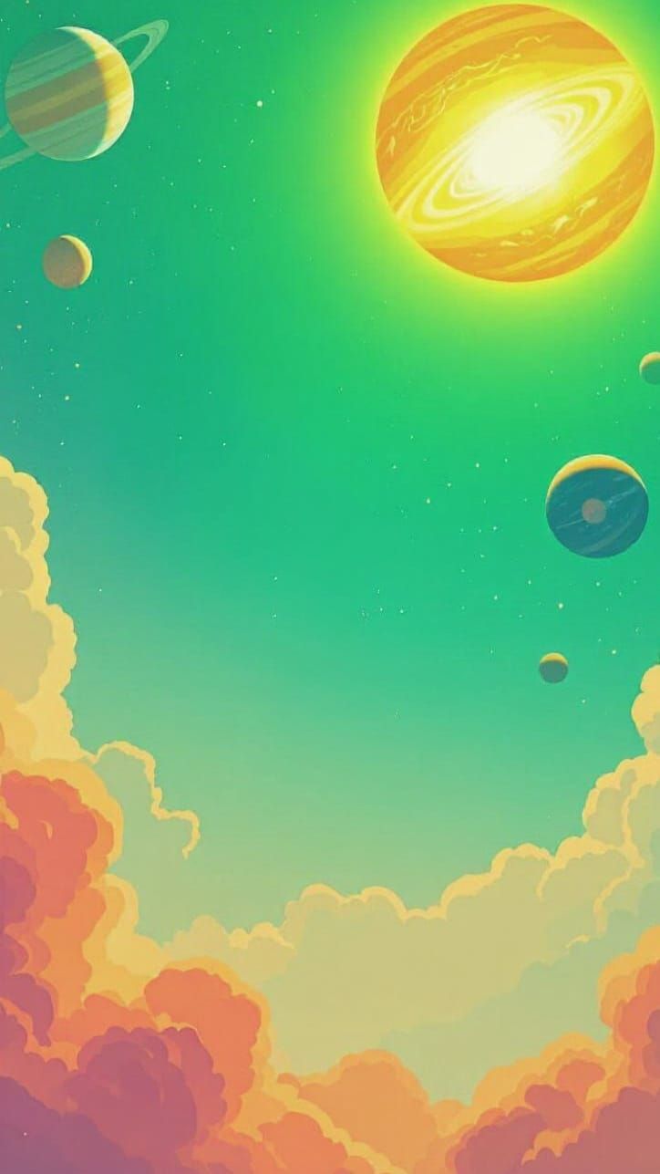 Solar System Merging Into a Green Sun