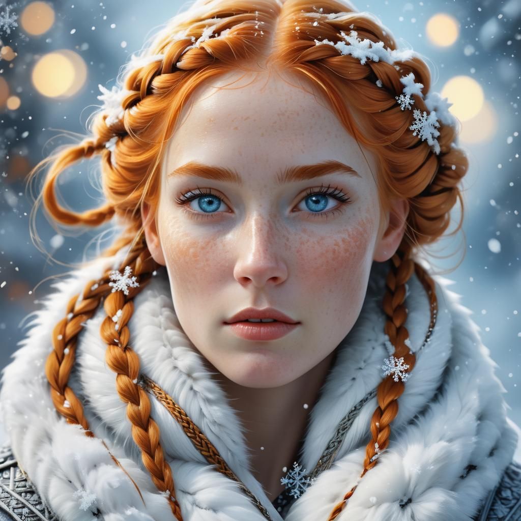 Stunning Woman with Braids in Hyperrealistic Digital Portrai...