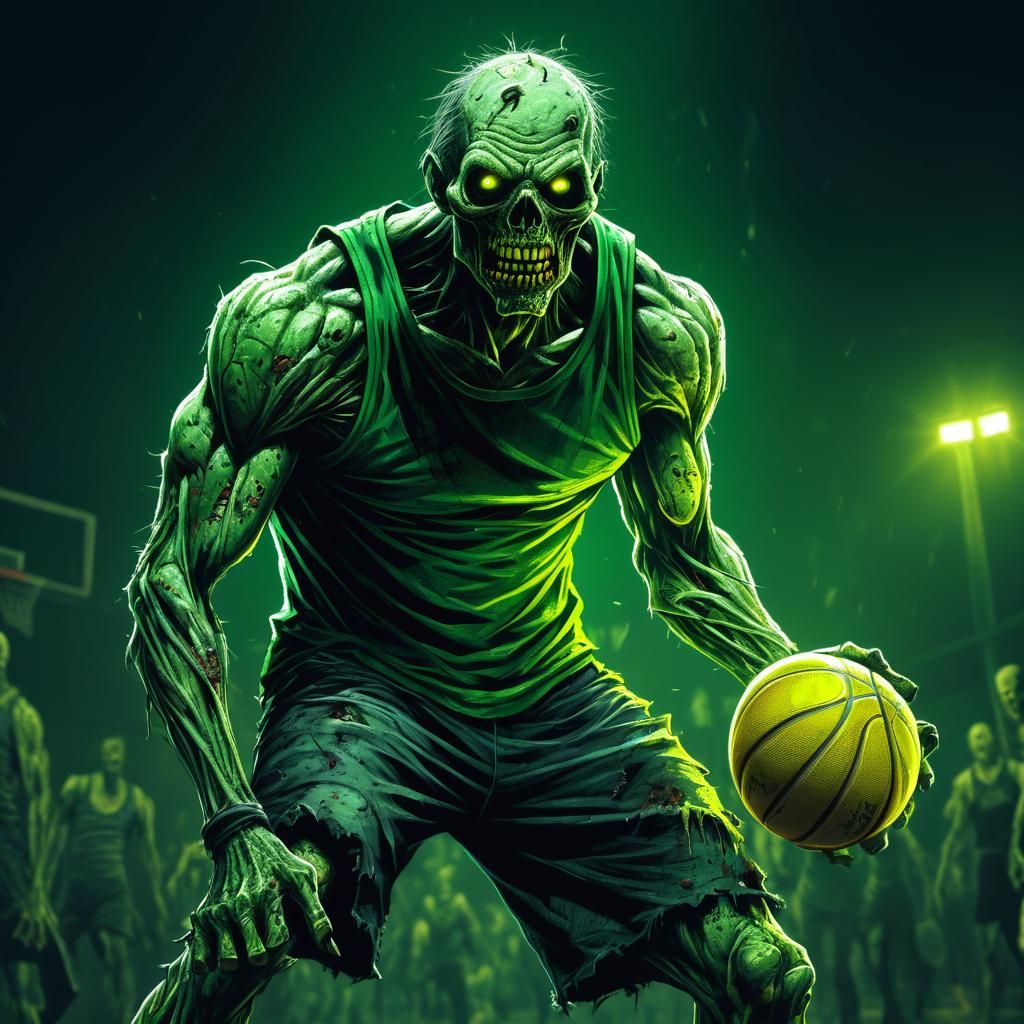 Gothic Horror Zombie Weightlifter in Eerie Gym