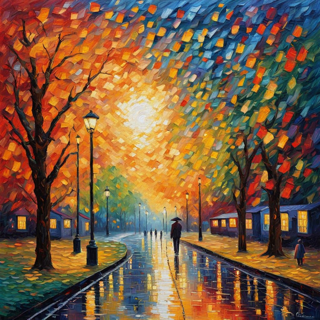 Vibrant Jewel Toned Oil Painting of an Everlasting Wet World
