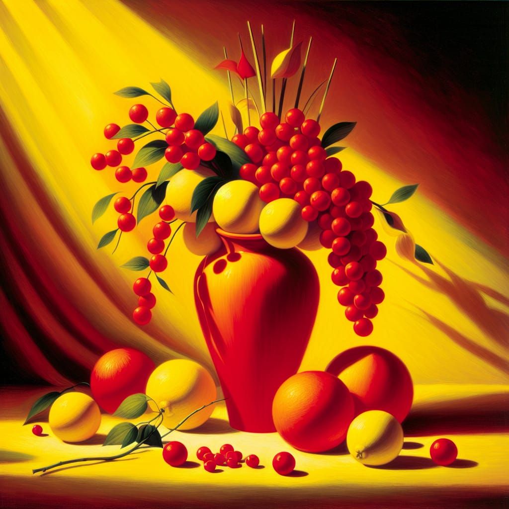 Vibrant Post-Impressionist Still Life in Red and Yellow