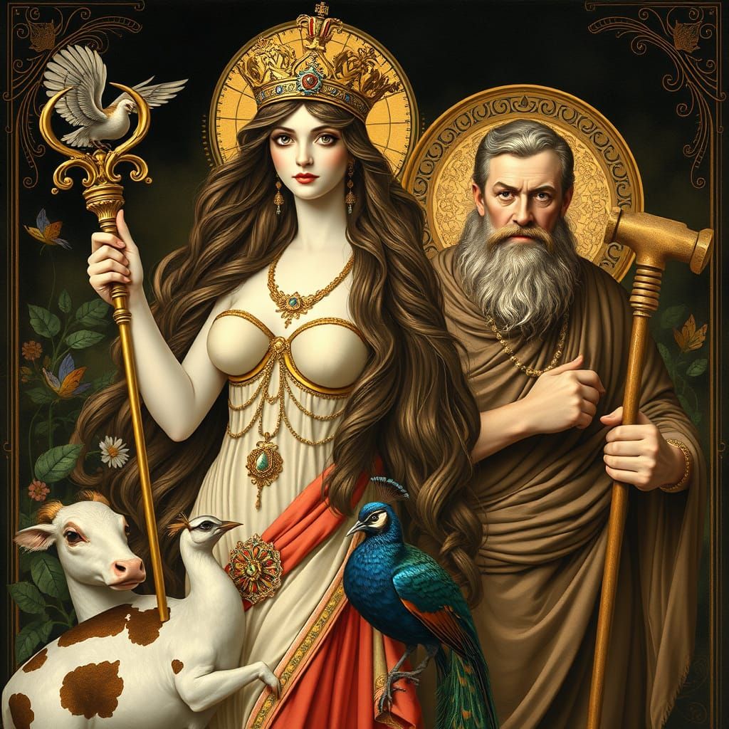 Hera, Queen of the Gods, in Art Nouveau Style