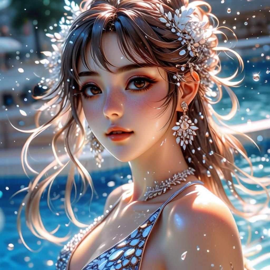 Sultry Anime Goddess Basks in Summer Splendor