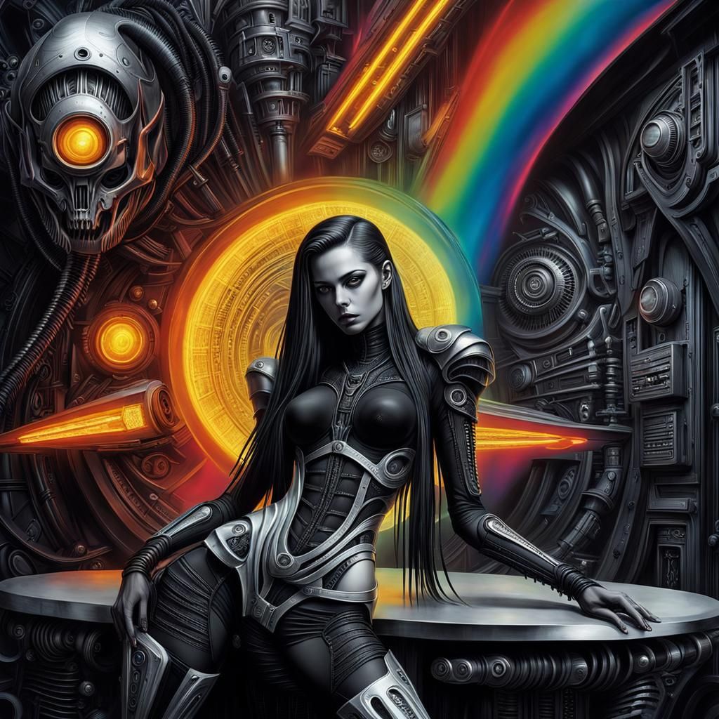 Gothic Cyberpunk Woman in Hyperrealistic Style