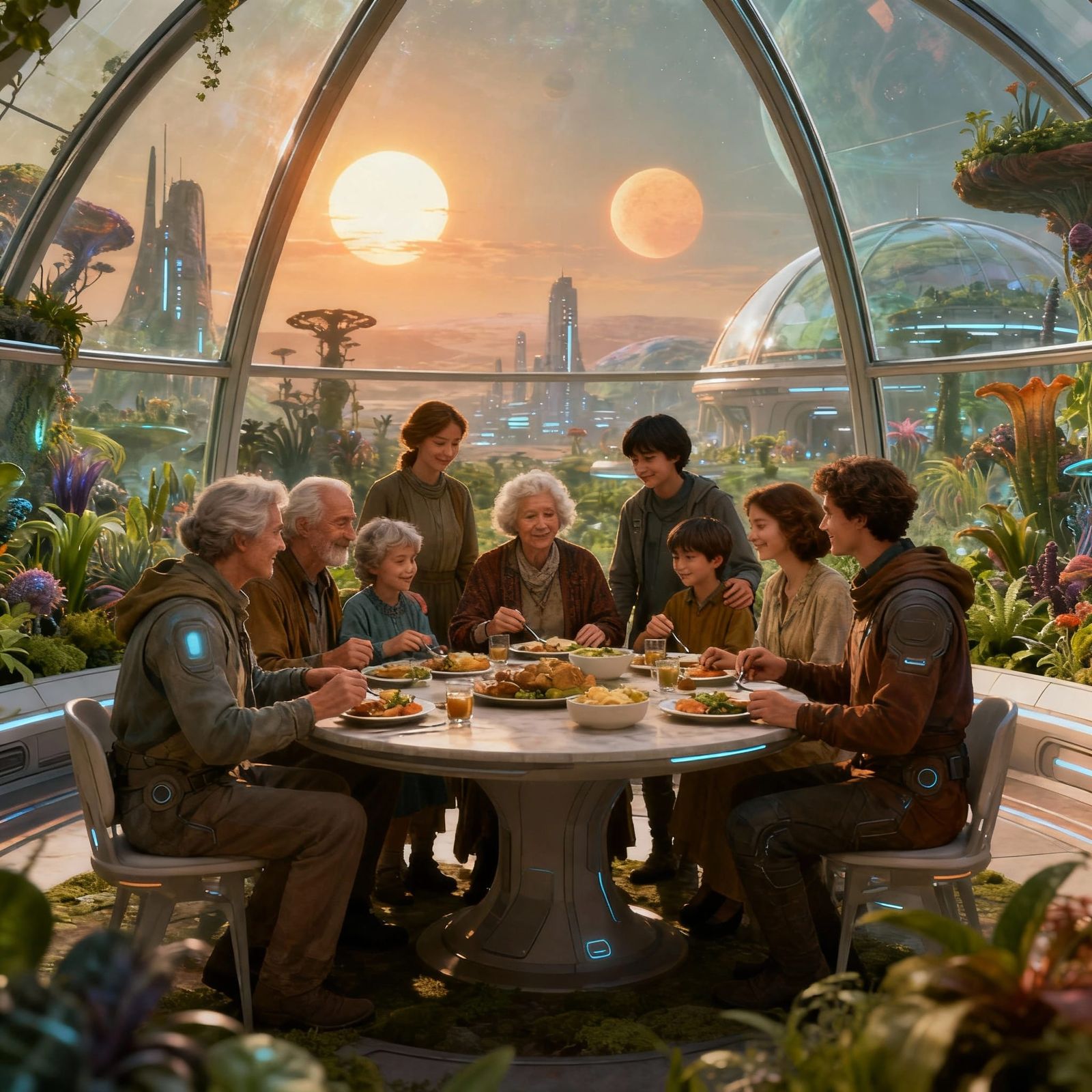 Family Reunion in Alien Biodome City