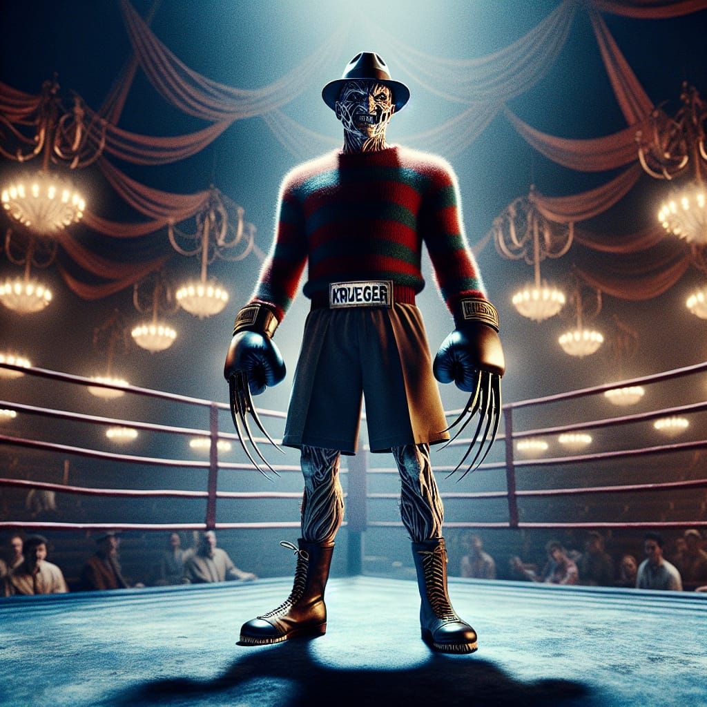 A insanely detailed cinematic perfect azy dreamlike hyperrealistic, 32k resolution masterpiece. A powerful boxer, Freddy...