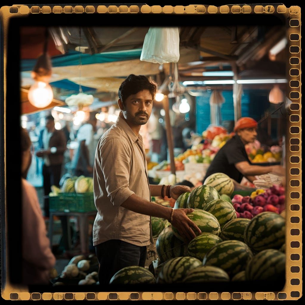 Indian Actor in Cinematic Market Scene