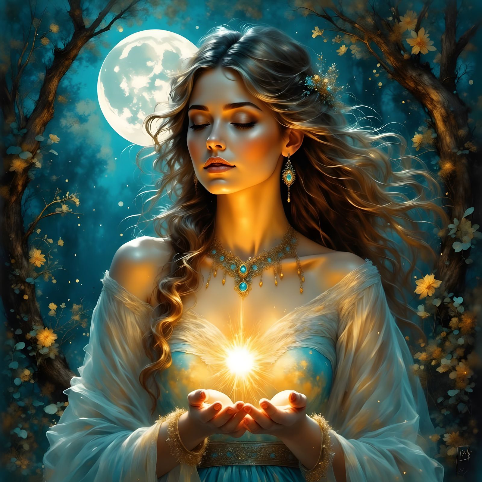 Ethereal Norse Goddess Portrait in Rich Colors