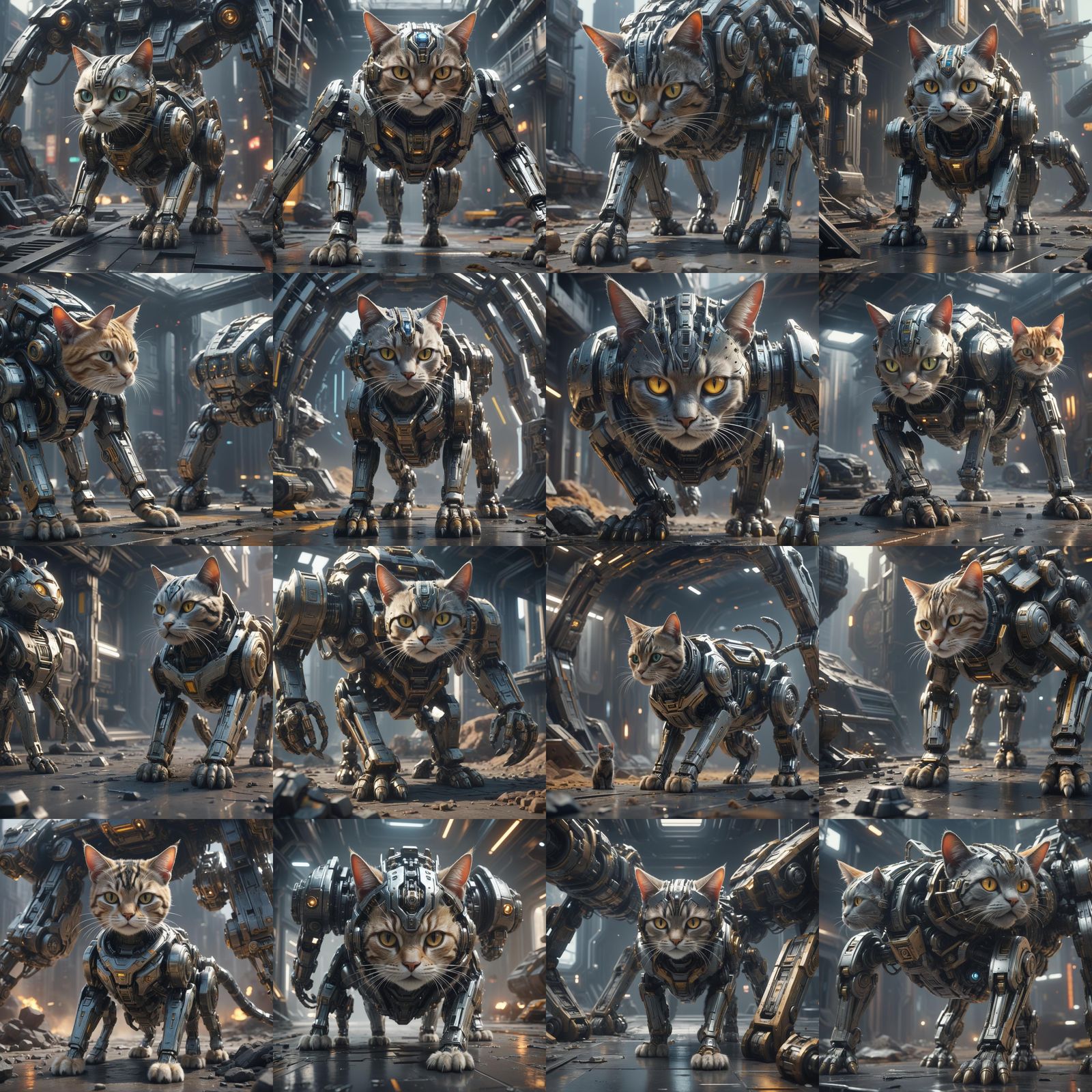 Futuristic Sci-Fi Cat Movie Poster in 8K