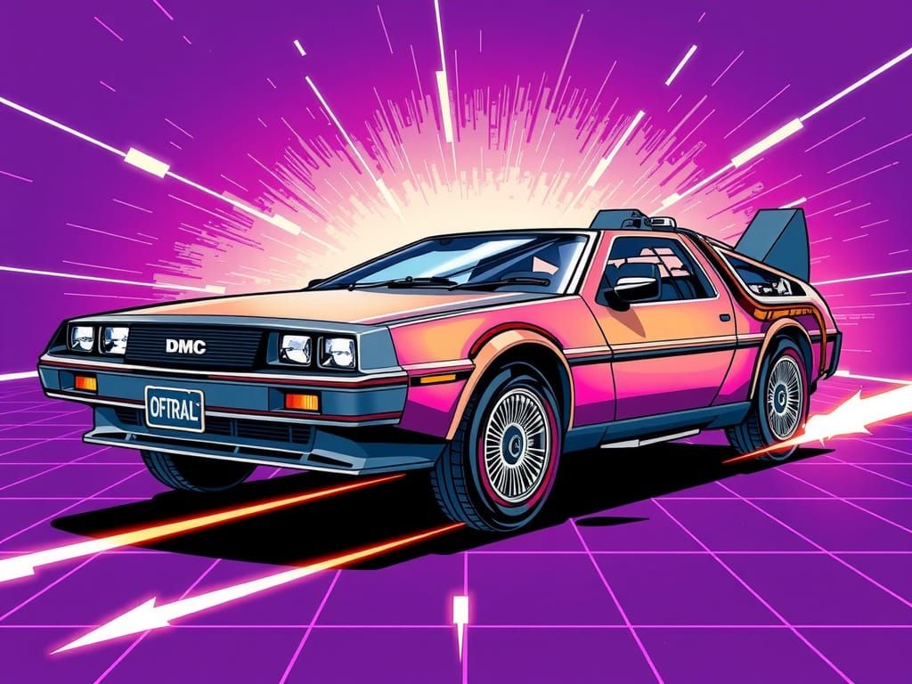 Marvelous DeLorean DMC Logo in Retro-Futuristic Style
