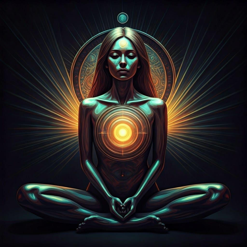 SPECTROLITE OPALESCENT woman lotus POSE quantum consciousnes...