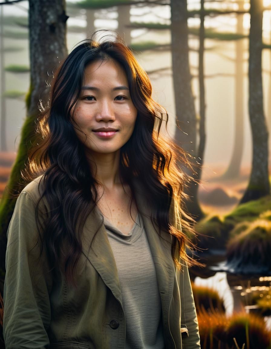 Korean Woman Portrait in Chiaroscuro Oil Painting