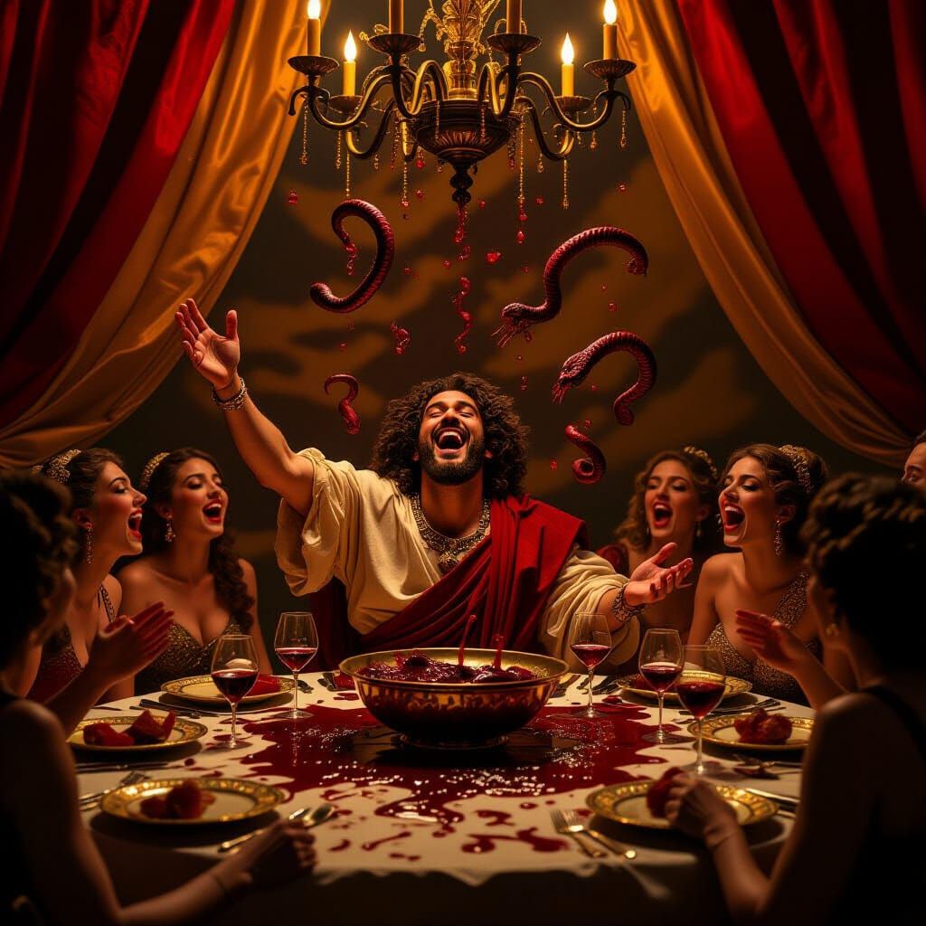 Surreal Baroque Banquet in Ancient Greece