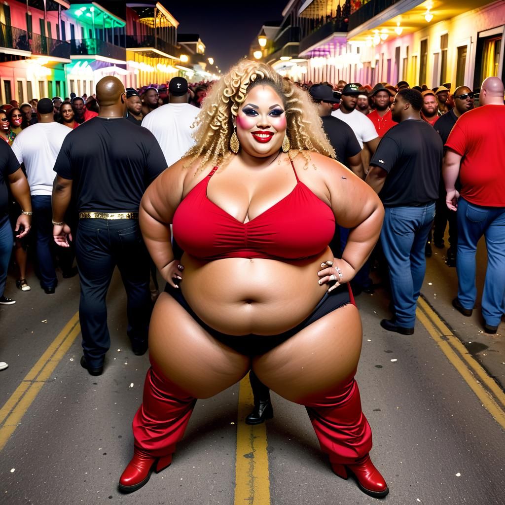 Mardi Gras Nightlife: Curvy Woman Celebrates in New Orleans