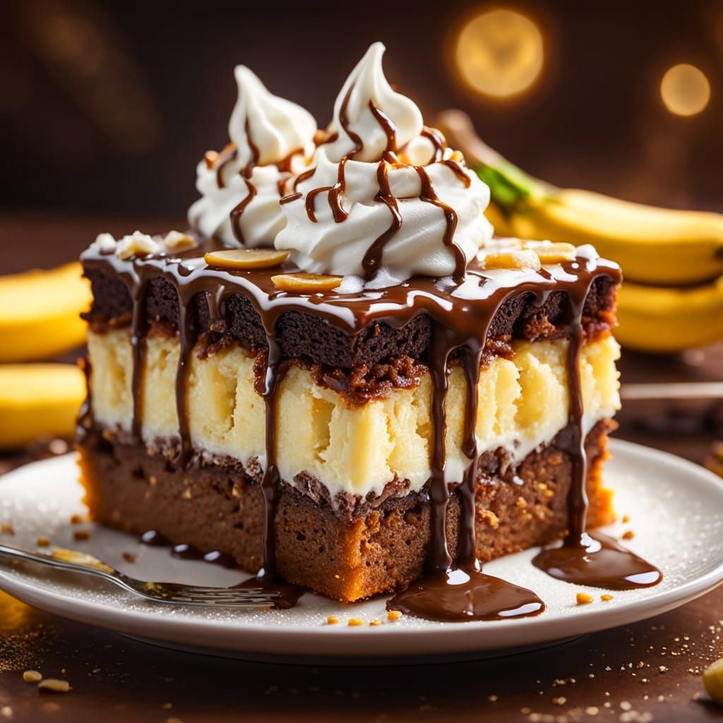 Chocolate Banana Cake in Ethereal Fantasy Style