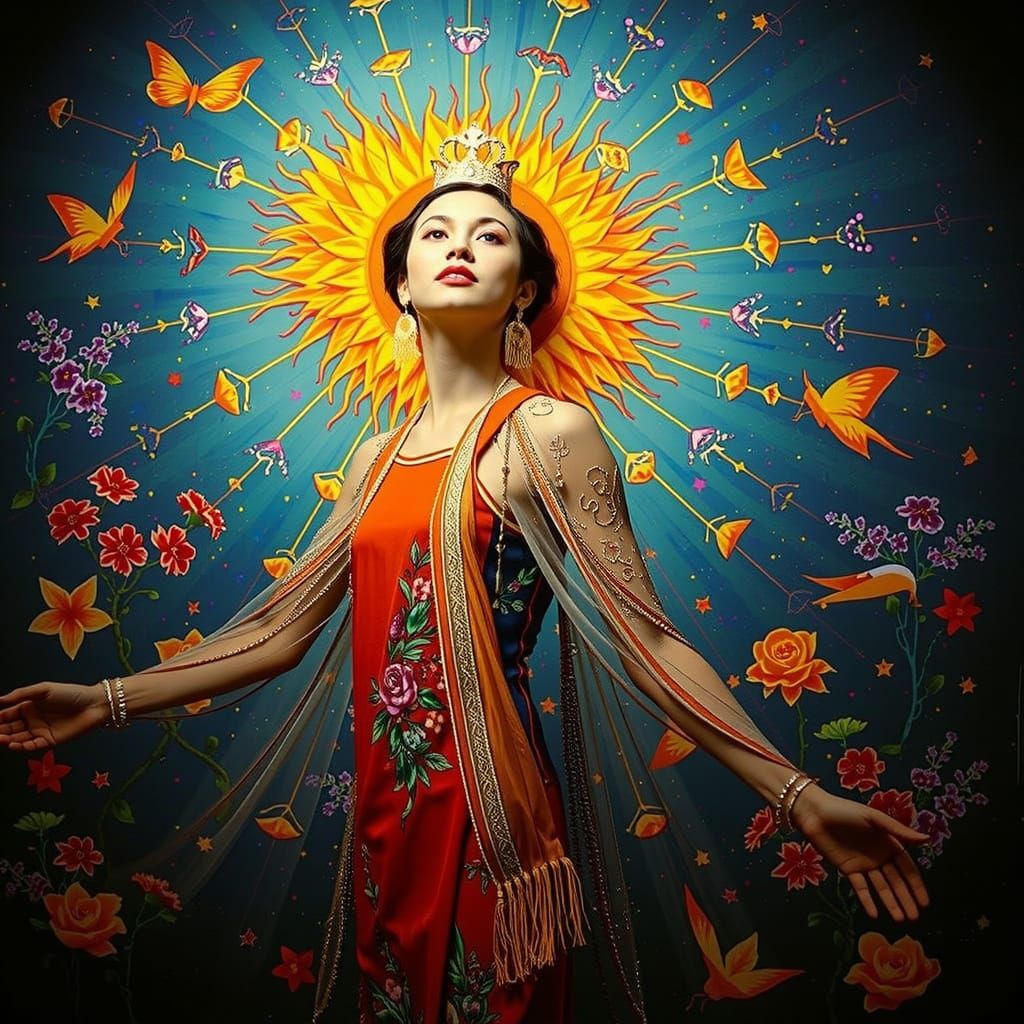 Psychedelic Garden Background With Bold Colors