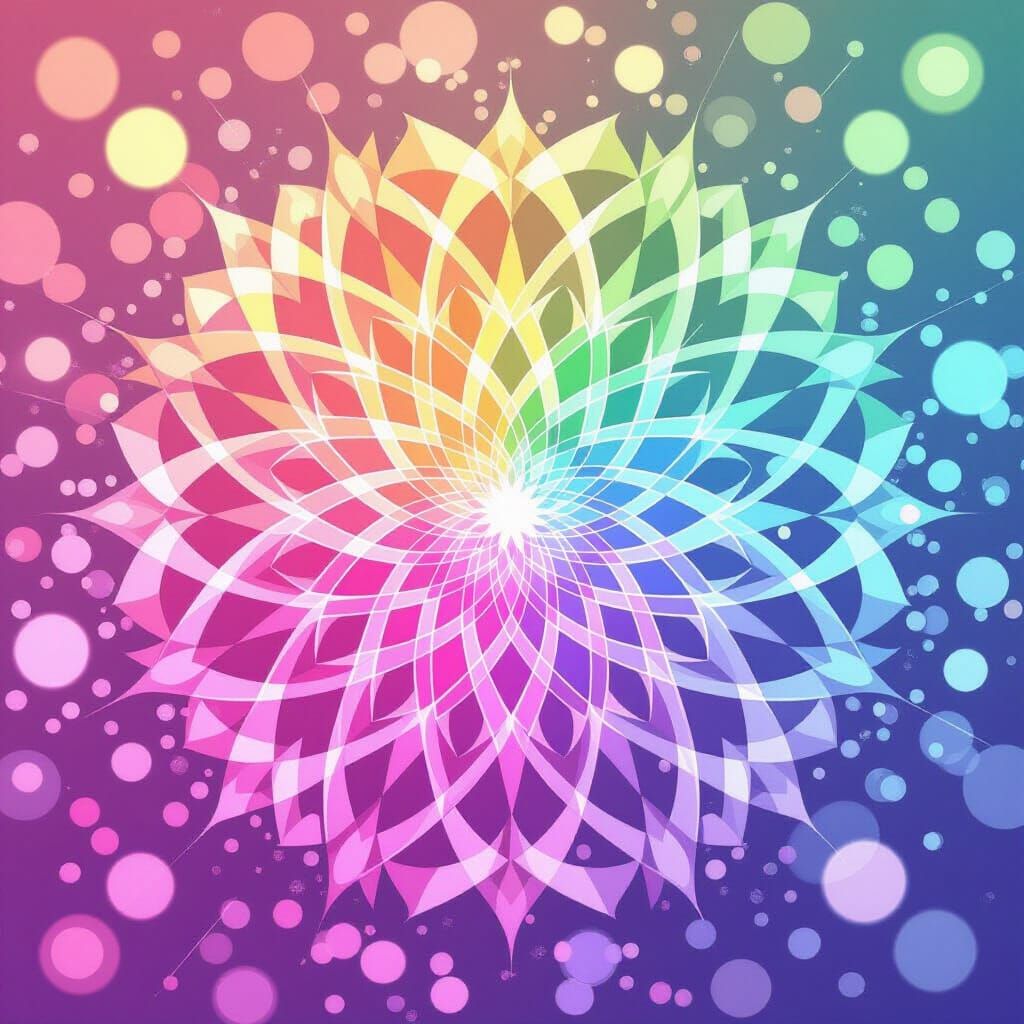 Vibrant Abstract Rainbow Kaleidoscope in Anime Style