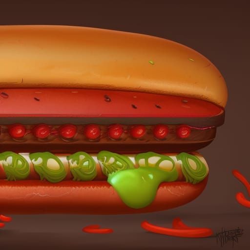 Fantastical Hotdog Matte Painting in Deep Color