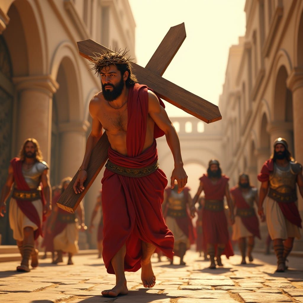 3D Disney Style Street of Jerusalem with Christ Figure