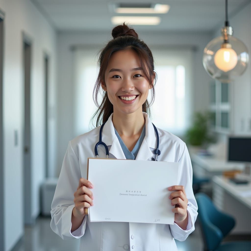 Dentist Holding Dental Degree in Modern Office