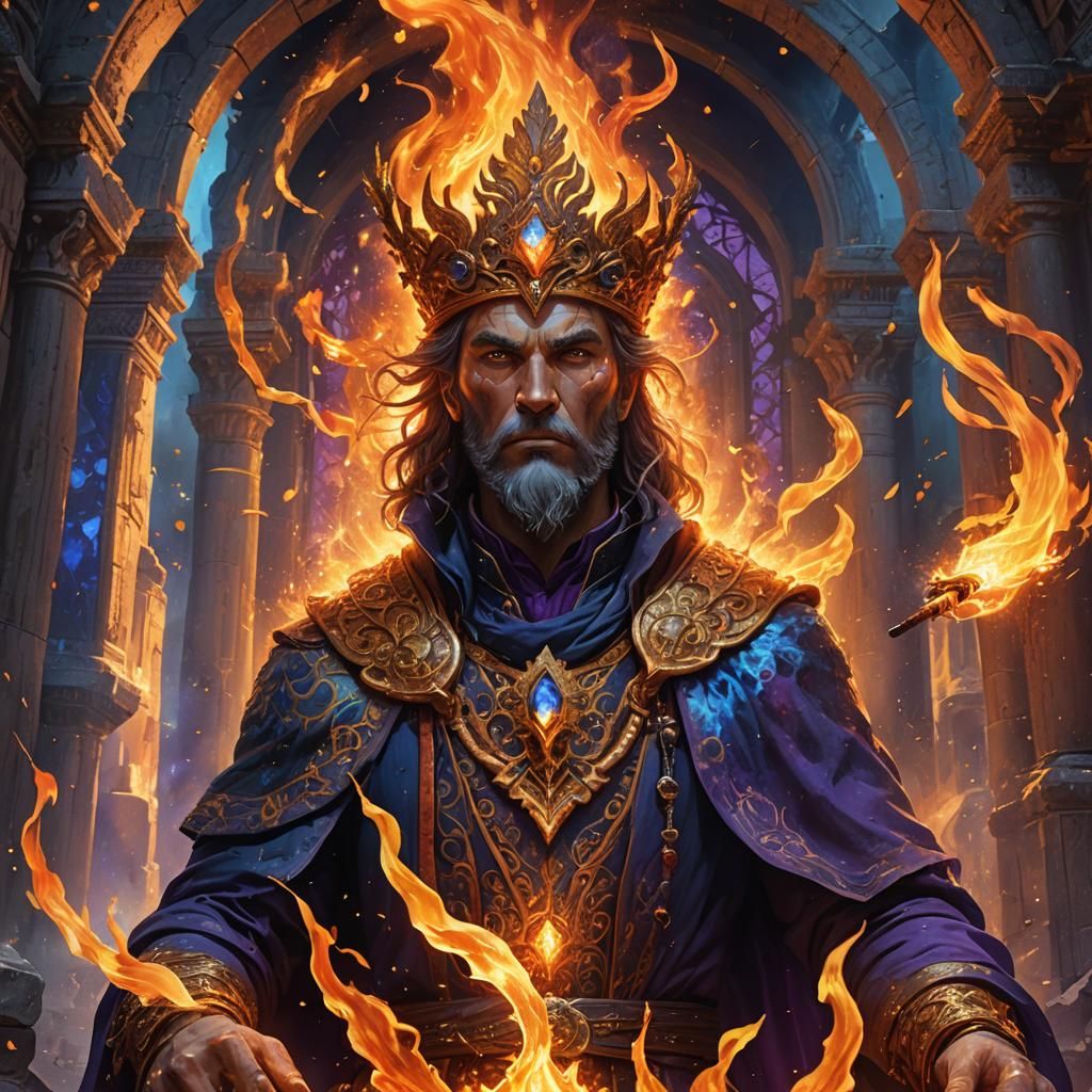 Fiery King Portrait in Surreal Fantasy Art