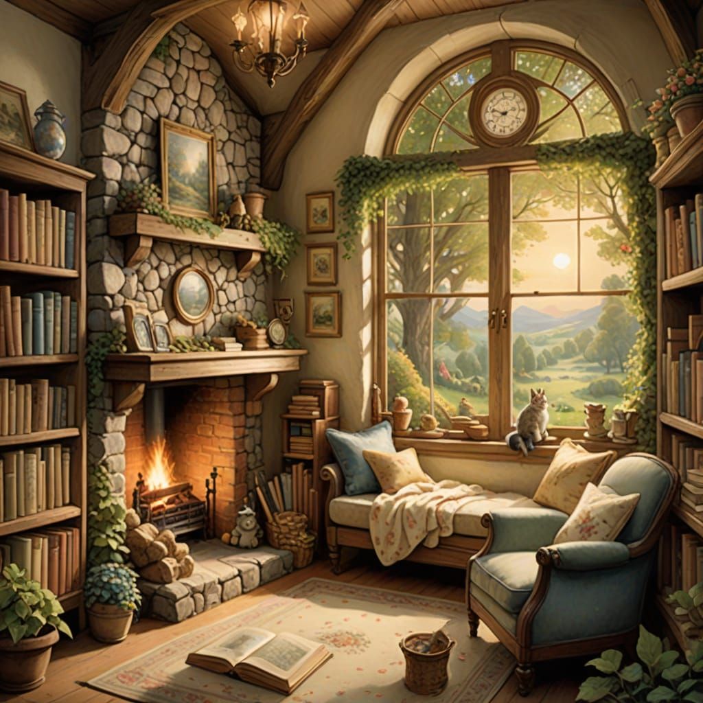 Cozy Treehouse Reading Nook in Storybook Style