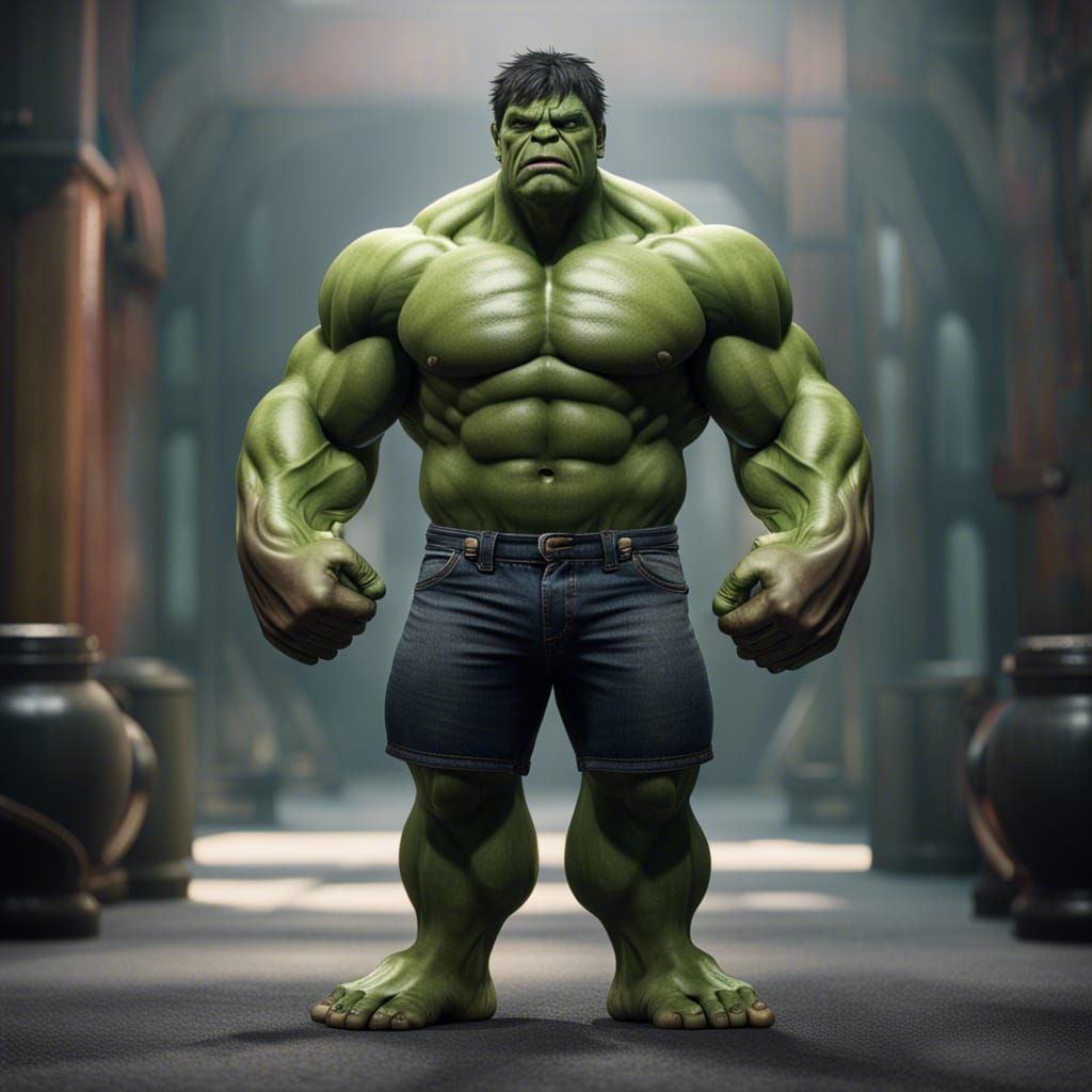 Muscular Hulk Looks Perplexed in Realistic Unreal Engine 5 P...