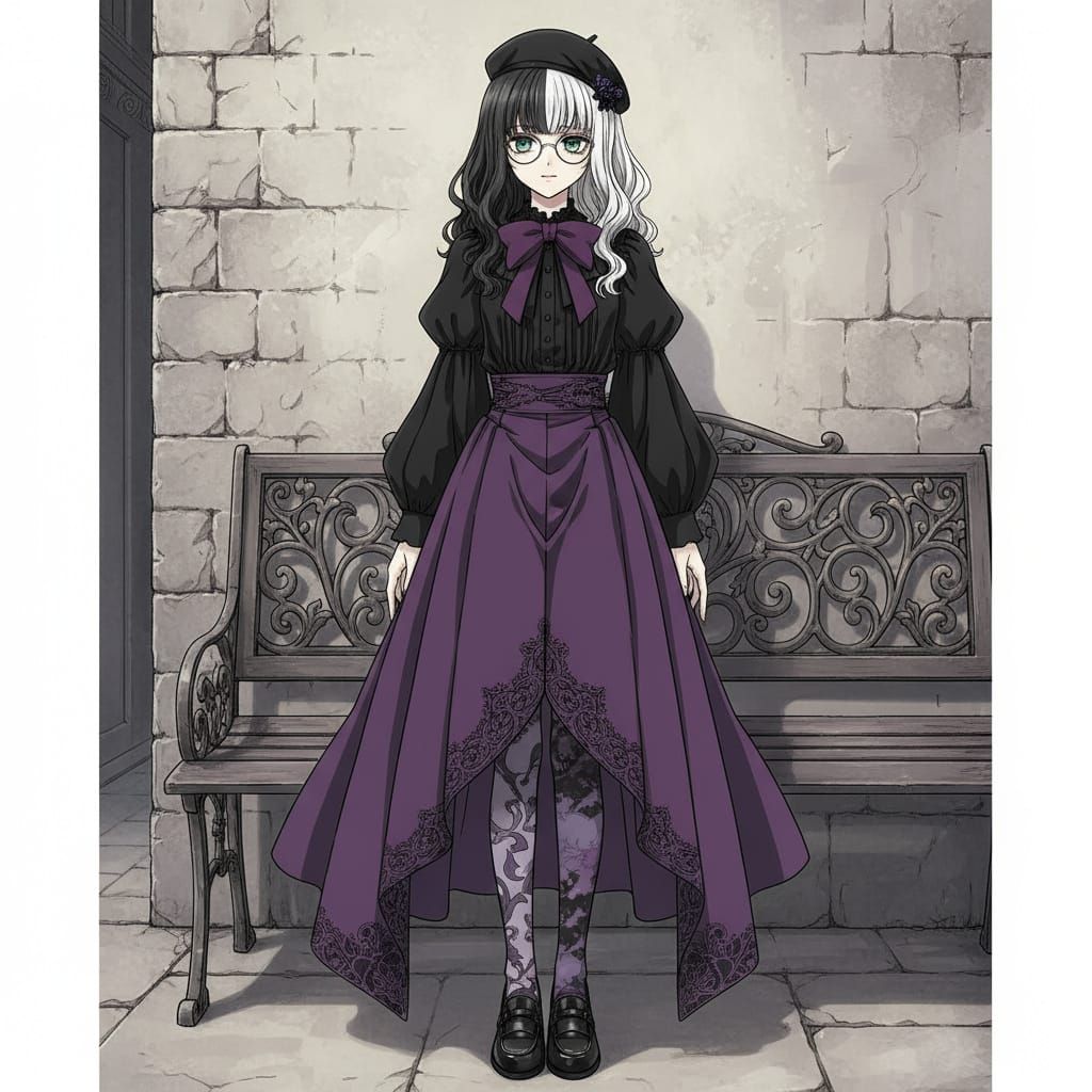 Gothic Anime Girl in Urban Setting